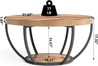 Table basse extensible en chêne à 2 niveaux avec rangement ouvert, design industriel moderne Wabi-Sabi, meubles pour salon