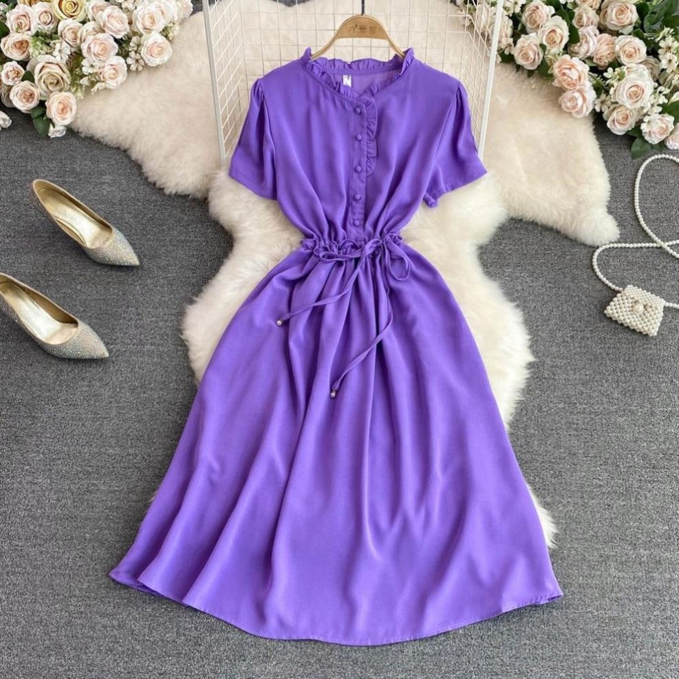 New V-Neck Mid-Length A-Line Swing Dress| Alibaba.com
