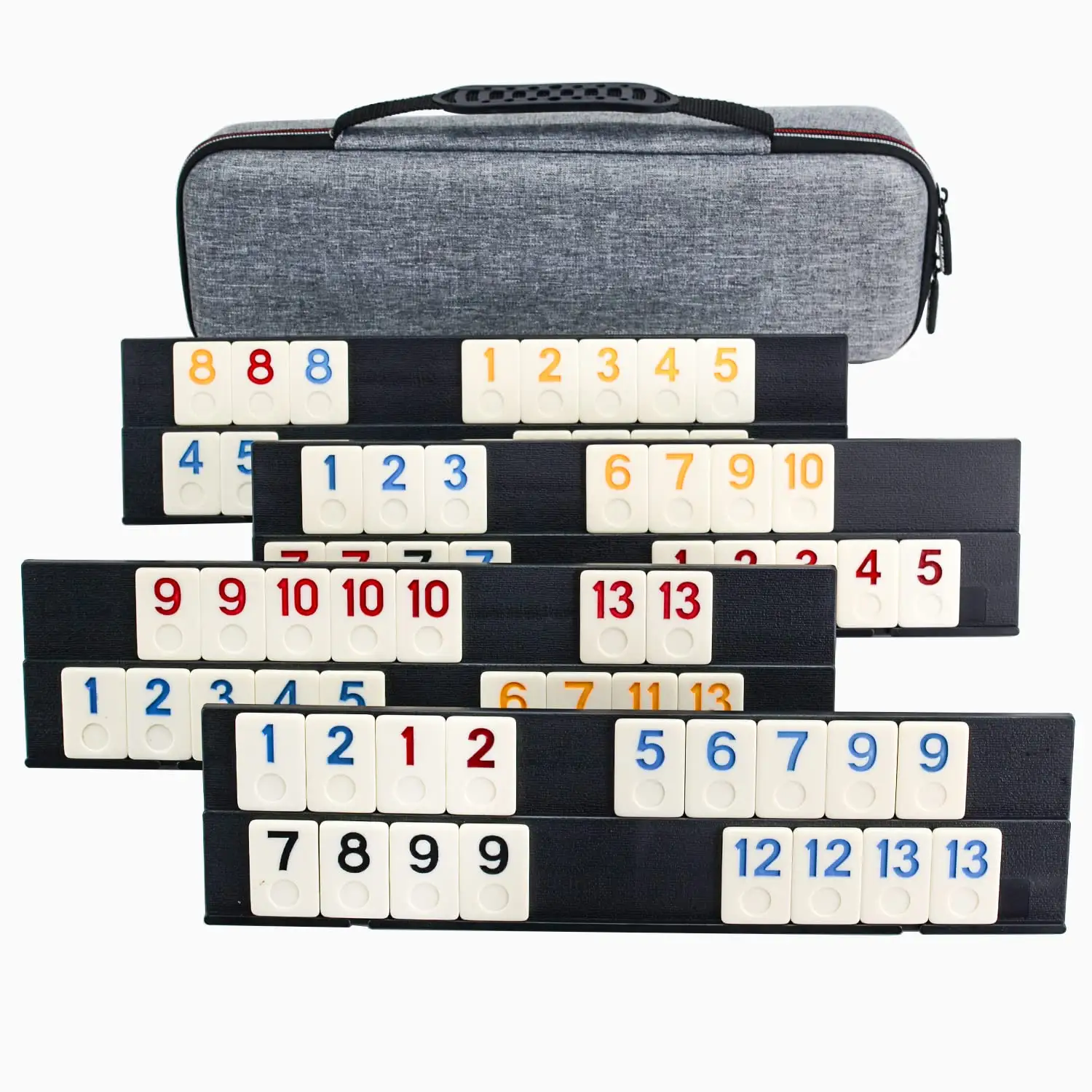 Rummy टाइल्स खेल भंडारण बैग 4 Rummy घन यात्रा के मामले के साथ खेल सेट Outlasting रंग विरोधी स्किड रैक और सुविधाजनक ईवा हार्ड प्रकरण