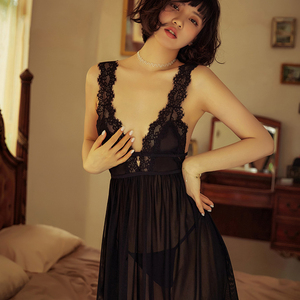 ชุดนอนเซ็กซี่สำหรับผู้หญิงชุดนอนแขนกุดลายดอกไม้ลูกไม้สายเดี่ยวผ่าชุดชั้นในชุดกลางคืน - Product Image 2