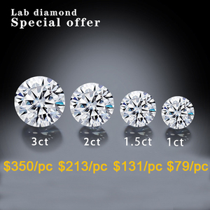 Diamantes Cultivados en Laboratorio Starsgem, Precio al por Mayor, HPHT CVD, 0.5ct 1ct 1.5ct 2ct 3ct 4ct, DEF VVS-VS, Corte Redondo, Diamantes Sueltos - Product Image 1