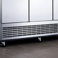 Congélateur vertical commercial Wetruth à 3 portes, en acier inoxydable, refroidissement par ventilateur, dégivrage automatique, commande numérique, pose au sol