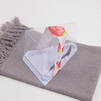 Boîte à Gâteau au Fromage Triangulaire en Gros avec Couvercle Transparent, Base Noire, Plateau en Plastique pour Tranches de Gâteau, Contenants à Desserts et Sandwichs en Matière PET