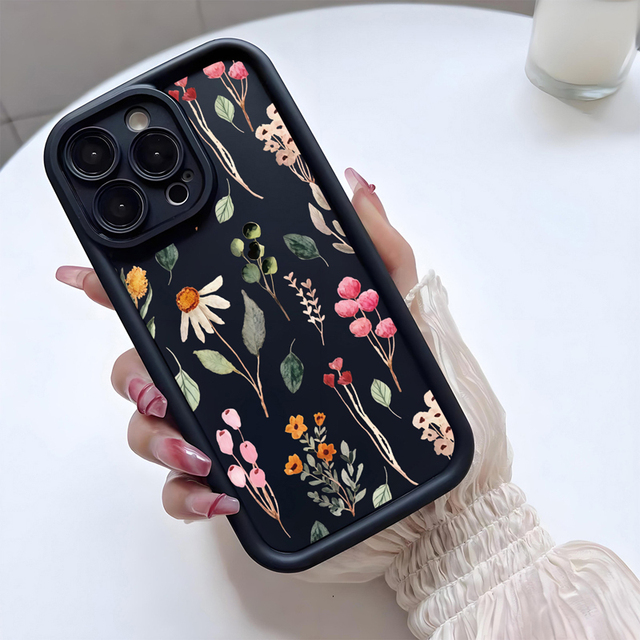 Fashion Many Kinds Flower Print Ladder Lens Style Shockproof TPU Mobile Phone Cover Case for Iphone 12 13 14 15 16 17 18 Pro Max