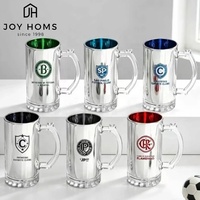 Verre à bière personnalisé, tasse électroplaquée couleur pulvérisée, logo laser avec poignée, style moderne pour bar à domicile, 500 ml, cadeau de fête, vente en gros en vrac