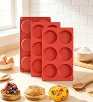 Moules à œufs ronds en silicone réutilisables, antiadhésifs, compatibles lave-vaisselle et four, pour muffins anglais et sandwichs