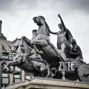 Grande statue de sculpture en bronze de char et de cheval d'Apollon en fonte de laiton - Product Image 1