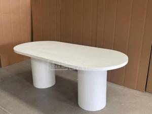 2026 अनुकूलित सूक्ष्म सीमेंट पेंटिंग अंडाकार लकड़ी के डाइनिंग टेबल निर्माता के न्यूनतम प्रभाव भोजन कक्ष फर्नीचर - Product Image 4