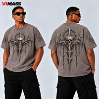 T-shirt pour homme à col rond, coupe oversize, avec motif graphique, effet délavé vintage, personnalisable en usine, tendance
