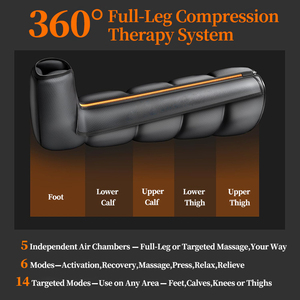 Masseur de jambes à compression d'air, bottes de récupération à 5 chambres, écran LCD 3500mAh, 8 niveaux de pression, 6 modes - Product Image 4