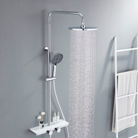 Ensemble de panneau de douche en acier inoxydable poli YMC colonne cascade de salle de bain murale avec jets de corps de Massage doux tour en laiton