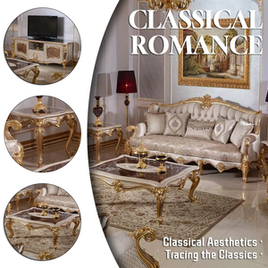 Sofá Antiguo de Tela Europea, Sofá Clásico de Lujo para Sala de Estar, Muebles de Sala de Estar de <span class=keywords><strong>Diseño</strong></span> Clásico Europeo de Lujo para Villa - Product Image 2