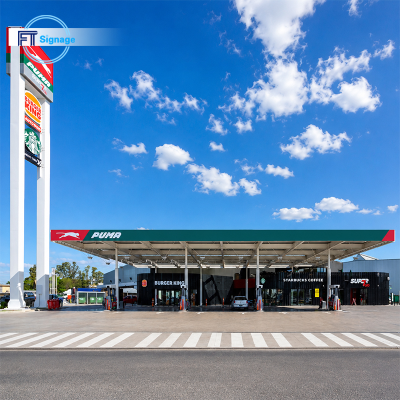 最先端のガソリンスタンド用のキャノピー看板ソリューションでビジネス