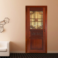 Porte en bois massif Sapele, porte peinte, porte simple composite, porte intérieure en verre pour salle de bain, portes intérieures massives