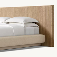 Lit Double Moderne de Chambre de Villa, Lit Haut de Gamme en Bois Massif, Lit Moelleux Élégant Rétro Américain pour Chambre Parentale ou de Mariage