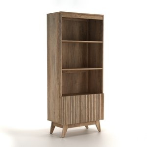 Librero Alto Moderno de Madera de Roble Canyon, Mueble de Almacenamiento y Exhibición para Sala de Estar - Product Image 1