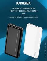 KAKUSIGA Factory Direct Sales Banque d'alimentation de haute qualité 10000mAh Essential de voyage pour téléphones, utilisation en extérieur avec entrée Type-C/Micro