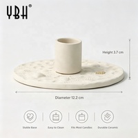 Porte-bougie en céramique doré YBH, support de bougie en forme de coquille Saint-Jacques, décoration minimaliste Wabi Sabi pour la maison, centre de table personnalisé