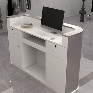 Bancone Reception Personalizzato in Acciaio Inox, Piccolo <span class=keywords><strong>Banco</strong></span> <span class=keywords><strong>Cassa</strong></span> per Negozi, <span class=keywords><strong>Bar</strong></span>, Saloni di Bellezza e Barbieri - Product Image 2