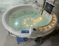 Outdoor-Whirlpool für 4 Personen, großer runder Pool, Acryl-Spa-Wanne mit Smart-Panel, konstanter Temperaturheizung und Sprudelmassage
