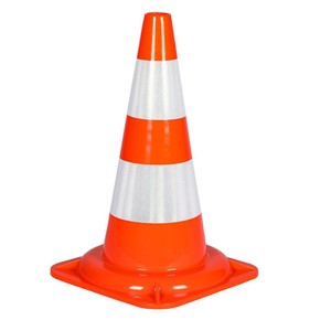 Cono de Tráfico de PVC Estilo Europeo 220x220x300mm, Barrera de Advertencia de Seguridad Vial Reflectante - Product Image 1