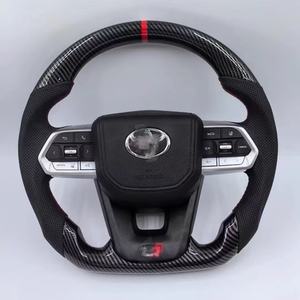 Кожаное Рулевое колесо для Toyota <span class=keywords><strong>CROSS</strong></span> PRADO Land Cruiser из углеродного волокна деревянное Автомобильное рулевое колесо - Product Image 5