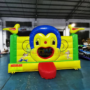 Castillo inflable comercial con tobogán y zona de saltos, con temática del reino animal, modelo mono. - Product Image 3