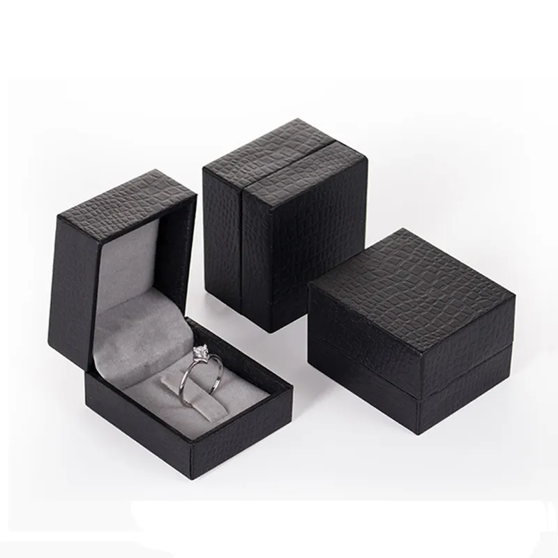 Somen Da Đen Giấy Cufflink Hộp Lật Nhẫn Hộp Đồ Trang Sức Tùy Chỉnh Hộp Quà Tặng Đồ Trang Sức