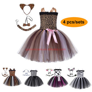 Disfraz de <span class=keywords><strong>Princesa</strong></span> con Estampado de Leopardo Animal, Disfraz de Guepardo de la Selva de TV y Películas, Disfraz de Gato Negro, Vestido de Tutú para Niñas para Halloween - Product Image 1