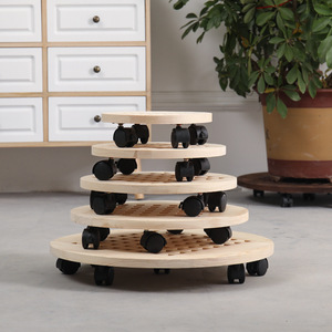 Pianta rotonda Caddy in legno resistente rotolamento pianta vaso di legno rotondo piante Dolly rulli carrello <span class=keywords><strong>con</strong></span> <span class=keywords><strong>ruote</strong></span> - Product Image 2
