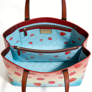 Borsa Tote in Pelle PU con Stampa <span class=keywords><strong>Fragola</strong></span> Personalizzata, Borsa a Tracolla Sfumata per Donne, Ampio Interno, Borsa a Tracolla - Product Image 5