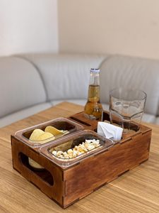 Organizador <span class=keywords><strong>de</strong></span> Sofá <span class=keywords><strong>de</strong></span> Madera Premium con Portavasos y Ranura para Teléfono, Ideal para Noches <span class=keywords><strong>de</strong></span> Cine, Regalo para Hombres, Organizador para Cine en Casa - Product Image 2