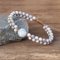 Yoga fait à la main tressé Double couches 4mm blanc Turquoise Howlite perlé Bracelets bohème pierre naturelle bijoux en gros