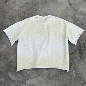 T-shirt en coton premium à trous, design lourd, imprimé, délavé à l'acide, streetwear, t-shirts graphiques délavés pour hommes - Product Image 2