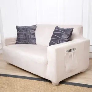 Großhandel sofa und liege deckt-Hochwertiger wasserdichter Mikrofaser-Schon bezug Minky Fabric Stretch Elastic Double Seat Sofa bezug Weiß