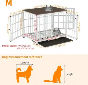 Heavy Duty 62inch Pet Side Table Inside Puppy Wooden Kennels House Dog Crate Furniture