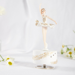 Vendita calda decorazioni per la casa regalo per ragazze in resina rosa bianco Ballerina <span class=keywords><strong>carillon</strong></span> all'ingrosso - Product Image 3