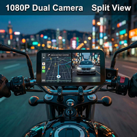 Écran de moto CarPlay étanche IPS de 6,0 pouces Aoocci, caméra de tableau de bord à double objectif, navigation GPS, CarPlay sans fil, Android Auto
