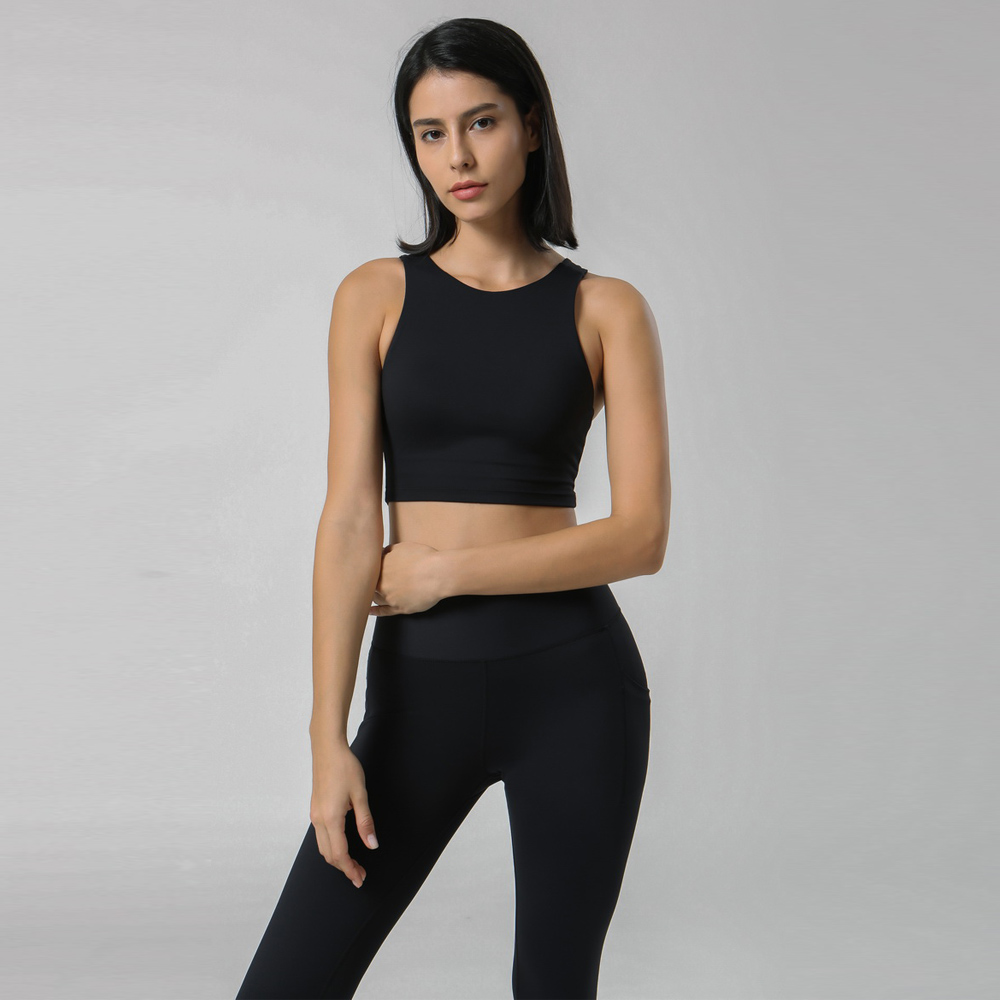 New black sportswear suit yoga suit 2021 sports bra and yoga pants leggings yoga 2 piece suit fitness women's
