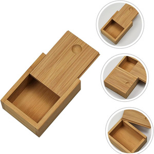 Caja de almacenamiento de bambú rectangular con tapa extraíble, organizador de escritorio, caja de madera para artículos pequeños - Product Image 2