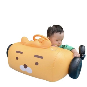 Inflatable Children's <b>Cartoon</b> Car Swimming <b>Ring</b> For Kids Age 1-6 With Steering Wheel And Canopy Floatation Device - Product Image 5