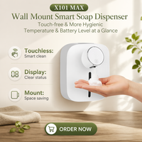 Distributeur de savon intelligent à mode mousse, capteur de distance laser, écran d'affichage, alimentation Type-C, matériau ABS, modèle X101 Ultra, manuel