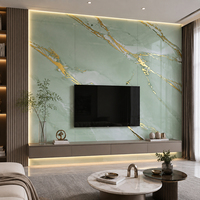 Panneau mural en PVC marbré brillant avec revêtement UV, épaisseur 2 mm, 3 mm, 5 mm, longueur personnalisable pour hall d'hôtel, villa