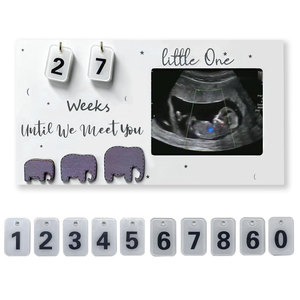 Notre cadre photo chaud Cadeau unique pour les parents qui attendent maman Cadre photo à ultrasons Compte à rebours semaines en MDF - Product Image 5