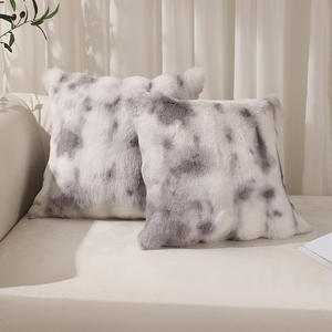 Hochwertige Kaninchen fell Couch Kissen Home Decor Kissen bezug Tie-Dyed Fur Throw Kissen bezug - Product Image 2
