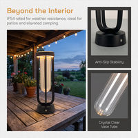 Lampe de table sans fil à LED avec contrôle tactile, variateur d'intensité, lumière d'ambiance, rechargeable, en forme de vase à fleurs