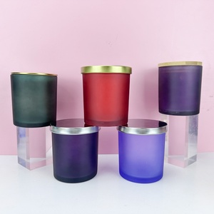 Frosted Black Purple Red Transparent and White Glass Candle Jar 8oz Candle Jar with Lids - Product Image 3