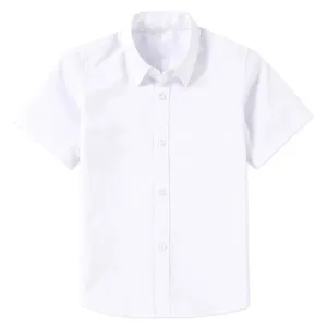 Boys White Shirts for Kids Clothes Solid Cotton Short Sleeve Formal Shirts Teenagers School Uniform for Children