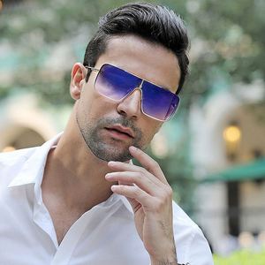 Gafas de Sol Personalizadas con Logotipo, Retro 2025, Parte Superior Plana, para Hombre, Lentes de una Pieza Extra Grandes, Protección UV400, Montura Cuadrada Grande - Product Image 2