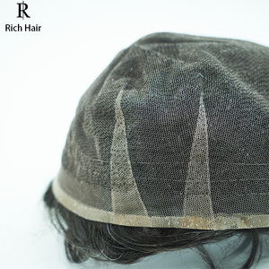 Nhà Máy Trực Tiếp Bán Richair-Handmade Đầy Đủ Cho Thụy Sĩ Ren Tóc Giả Cho Nam Giới Tự Nhiên Tóc Kinky Thẳng Nước Bán Buôn Ấn Độ - Product Image 4